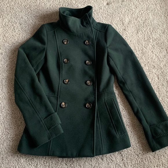 Forest Green Peacoat Coat XS - Picture 2 of 10
